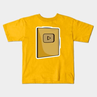 Gold color you tube play button award sticker design vector illustration. Victory object icon concept. Play button logo symbol icon. Kids T-Shirt